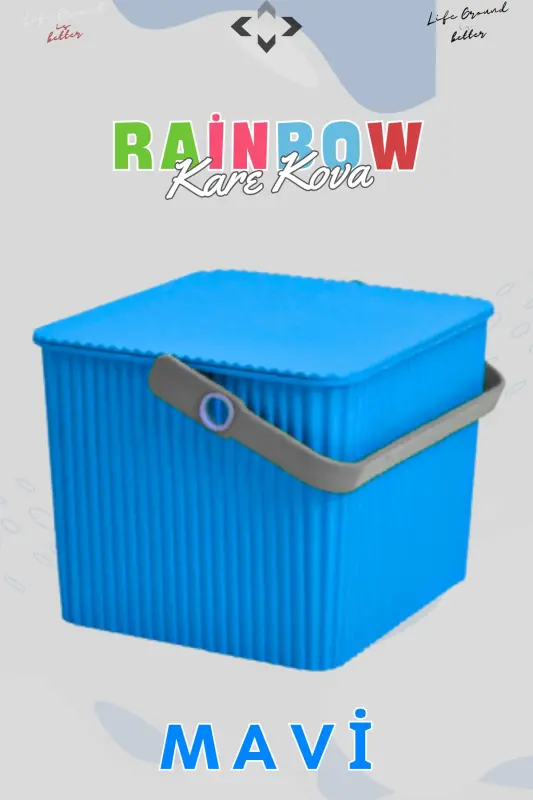 Rainbow Квадратная Крышка С Ручкой Корзина Для Пикника Органайзер 1 Шт Квадратное Ведро Сумка Для Пикника Корзина - Синий - 6