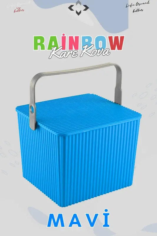 Rainbow Квадратная Крышка С Ручкой Корзина Для Пикника Органайзер 1 Шт Квадратное Ведро Сумка Для Пикника Корзина - Синий - 7