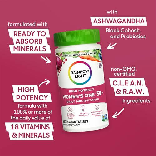 Rainbow Light Multivitamin for Women 50+, Vitamin C, D & Zinc, Probiotics, Women’s One 50+ Multivitamin Provides High Potency Immune Support, Non-GMO, Vegetarian, 60 Tablets - 3