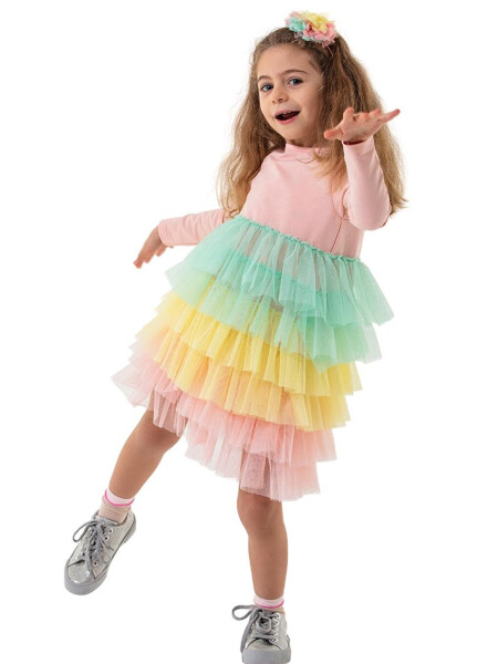 Rainbow Long Sleeve Tutu Girls Dress - 6