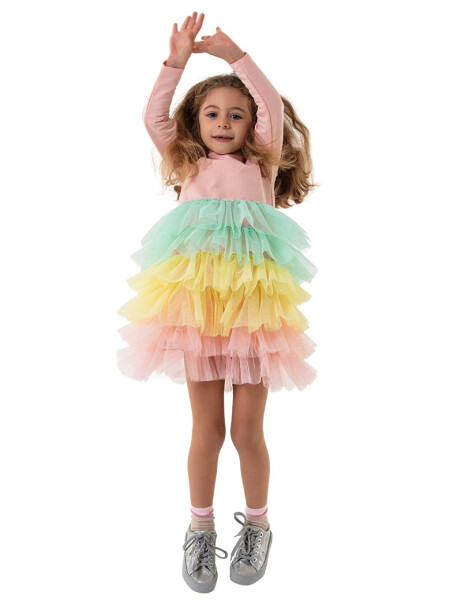 Rainbow Long Sleeve Tutu Girls Dress - 8