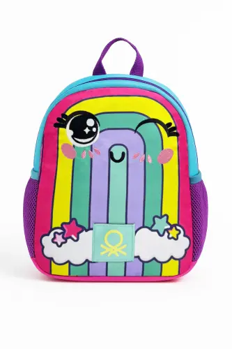 Rainbow Patterned Kindergarten Bag Set (Kindergarten Bag, Lunch Box)-Pink - 6