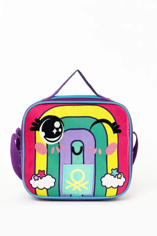 Rainbow Patterned Kindergarten Bag Set (Kindergarten Bag, Lunch Box)-Pink - 7