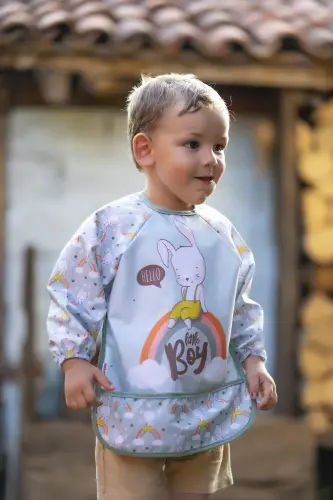 Rainbow Rabbit Long Sleeve Wearable Bib - 4