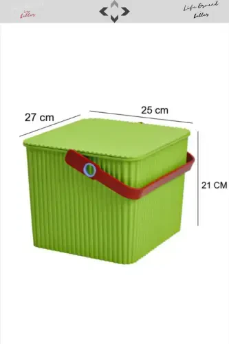 Rainbow Square Cover Handle Picnic Basket Organizer 1 Piece Square Bucket Picnic Bag Basket-Blue - 5