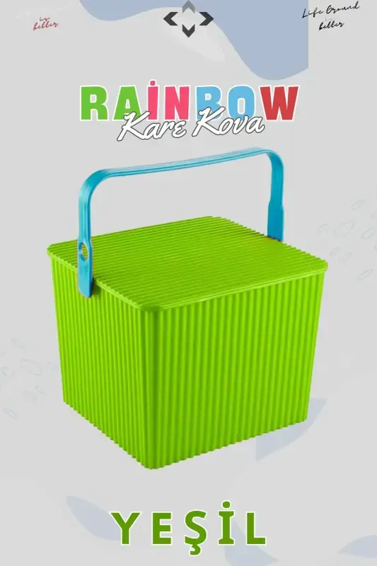 Rainbow Square Lidded Handle Picnic Basket Organizer 1 Piece Square Bucket Picnic Bag Grill Basket - 5
