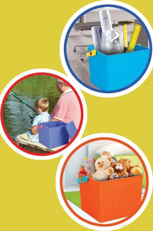 Rainbow Square Lidded Handle Picnic Basket Organizer 1 Piece Square Bucket Picnic Bag Grill Basket - 7