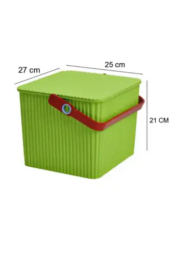 Rainbow Square Lidded Handle Picnic Basket Organizer 1 Piece Square Bucket Picnic Bag Grill Basket - 8