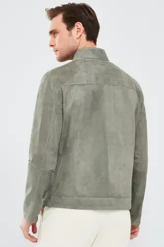Rakitic Men's Green Double-Sided Suede Leather Jacket 24sgd6517re - 4