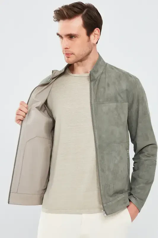 Rakitic Men's Green Double-Sided Suede Leather Jacket 24sgd6517re - 7