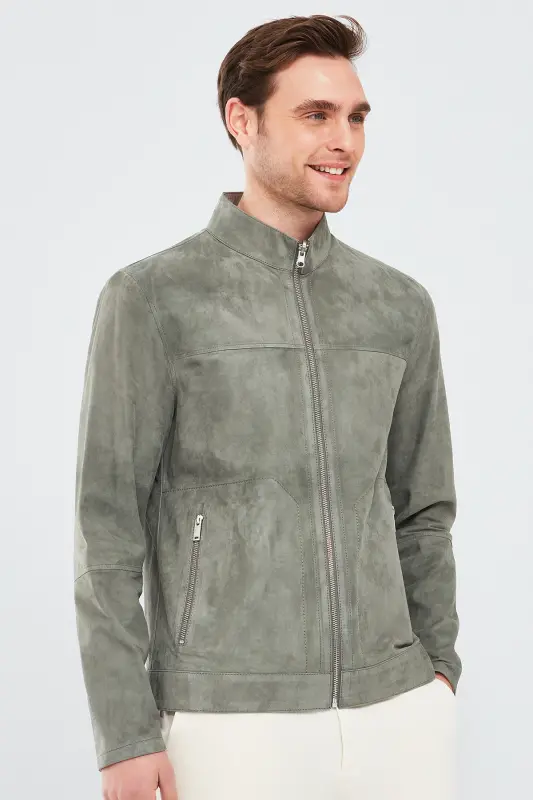 Rakitic Men's Green Double-Sided Suede Leather Jacket 24sgd6517re - 3