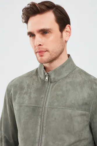 Rakitic Men's Green Double-Sided Suede Leather Jacket 24sgd6517re - 5