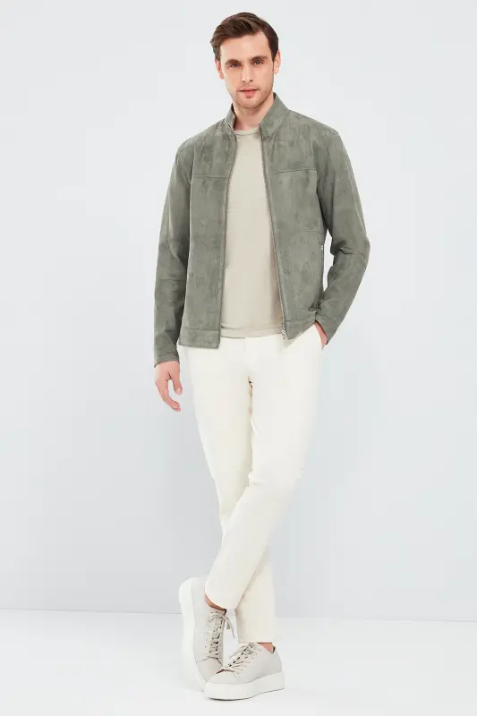 Rakitic Men's Green Double-Sided Suede Leather Jacket 24sgd6517re - 6