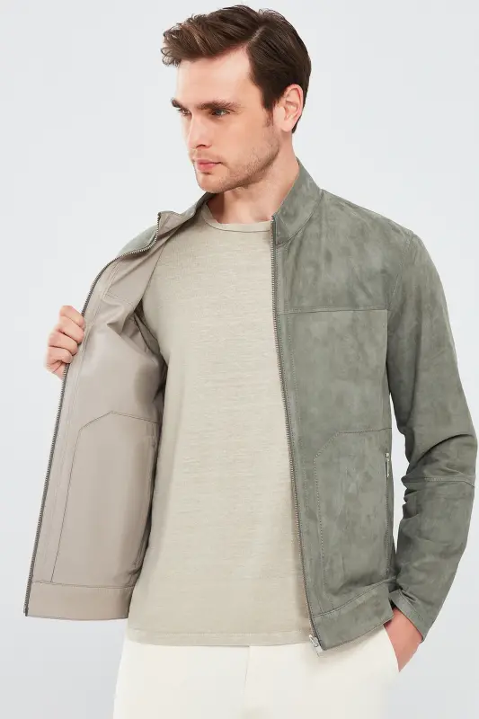 Rakitic Men's Green Double-Sided Suede Leather Jacket 24sgd6517re - 7