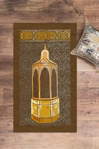 Raقمli Chop Etilgan Yuviladigan Sovg'a Namoz Gilami Seccada 70x130 sm - JIGARRANG - 6