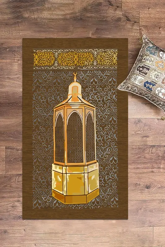Raقمli Chop Etilgan Yuviladigan Sovg'a Namoz Gilami Seccada 70x130 sm - JIGARRANG - 6
