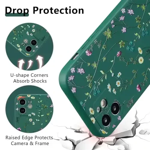 RALEAVO Floral Case for iPhone 12,Liquid Silicone Cover with Cute Flower Branch Pattern for Girls Women Slim Soft Rubber Protective Phone Case for iPhone 12 (6.1