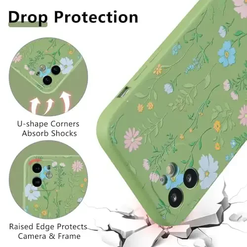 RALEAVO Floral Case for iPhone 12,Liquid Silicone Cover with Flower Cosmos Pattern Cute Phone Cover for Girls Women Slim Soft Rubber Protective Phone Case for iPhone 12 (6.1