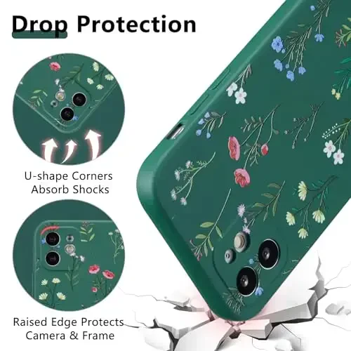 RALEAVO Floral Case for iPhone 12,Liquid Silicone Cover with Flower Daisies Pattern Cute Phone Cover for Girls Women Slim Soft Rubber Protective Phone Case for iPhone 12 (6.1