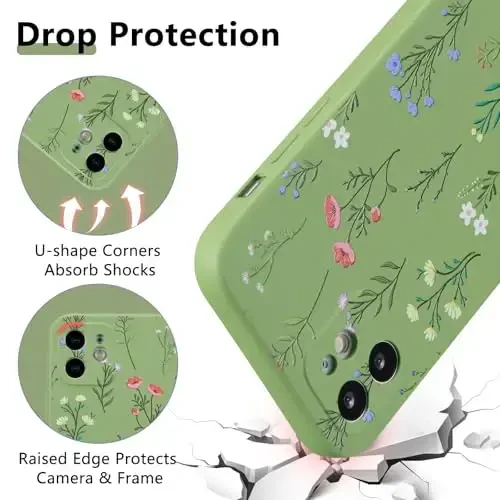 RALEAVO Floral Case for iPhone 12,Liquid Silicone Cover with Flower Daisies Pattern Cute Phone Cover for Girls Women Slim Soft Rubber Protective Phone Case for iPhone 12 (6.1