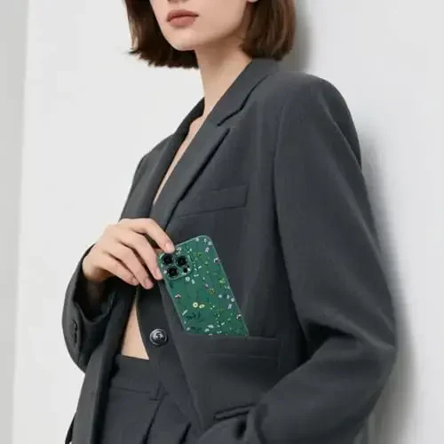 RALEAVO Floral Case for iPhone 13 Pro Max,Liquid Silicone Cover with Cute Flower Branch Pattern for Girls Women Slim Soft Rubber Protective Phone Case for iPhone 13 Pro Max 6.7