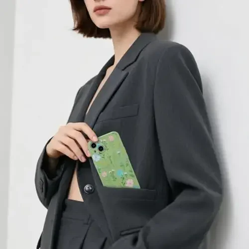 RALEAVO Floral Case for iPhone 14,Liquid Silicone Cover with Flower Cosmos Pattern Cute Phone Cover for Girls Women Slim Soft Rubber Protective Phone Case for iPhone 14 (6.1