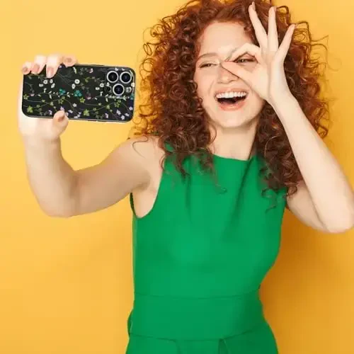 RALEAVO Floral Case for iPhone 16 Pro,Liquid Silicone Cover with Cute Flower Branch Pattern for Girls Women Slim Soft Rubber Protective Phone Case for iPhone 16 Pro (6.3