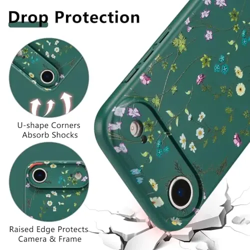 RALEAVO Floral Case for iPhone Air,Liquid Silicone Cover with Cute Flower Branch Pattern for Girls Women Slim Soft Rubber Protective Phone Case for iPhone Air (6.5