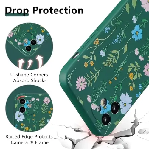 RALEAVO Floral Case for iPhone 12,Liquid Silicone Cover with Flower Cosmos Pattern Cute Phone Cover for Girls Women Slim Soft Rubber Protective Phone Case for iPhone 12 (6.1