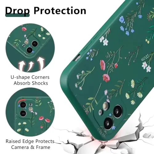 RALEAVO Floral Case for iPhone 12,Liquid Silicone Cover with Flower Daisies Pattern Cute Phone Cover for Girls Women Slim Soft Rubber Protective Phone Case for iPhone 12 (6.1