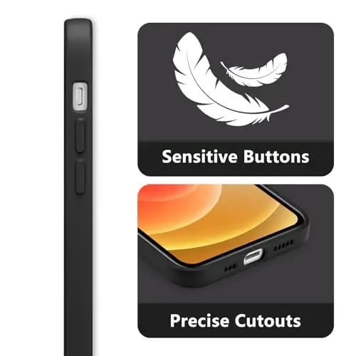 RALEAVO Floral Case for iPhone 12 Silicone Cute Cover for Women,Black | Cute Flowers Leaves Pattern for Girls Women,Soft Liquid Silicone Cover,Slim Protective Phone Case for iPhone 12 6.1