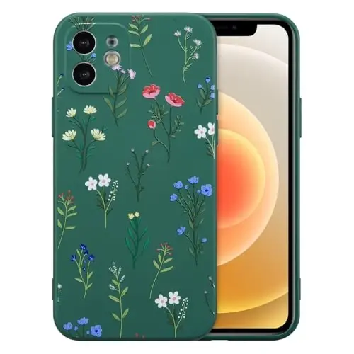 RALEAVO iPhone 12 uchun gul naqshli silikon gʻilofi, qizlar va ayollar uchun gulli ромашками naqshli yoqimli telefon gʻilofi, iPhone 12 uchun ingichka yumshoq rezina himoya gʻilofi (6.1