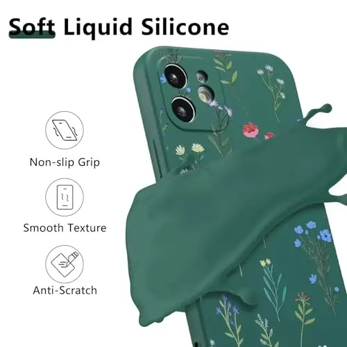 RALEAVO iPhone 12 uchun gul naqshli silikon gʻilofi, qizlar va ayollar uchun gulli ромашками naqshli yoqimli telefon gʻilofi, iPhone 12 uchun ingichka yumshoq rezina himoya gʻilofi (6.1