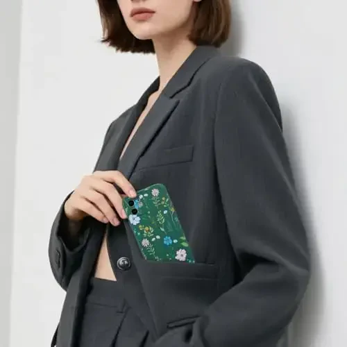 RALEAVO iPhone 12 uchun gulli g'ilof, suyuq silikon qopqoq, qizlar va ayollar uchun gul kosmos naqshli yoqimli telefon qopqog'i, iPhone 12 (6.1