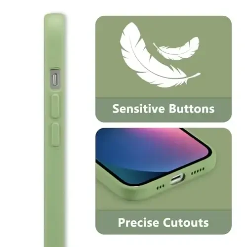 RALEAVO Case for iPhone 13,Liquid Silicone Cover with Cute Leaves Pattern Floral Phone Cover for Girls Women Slim Soft Rubber Protective Phone Case for iPhone 13 (6.1