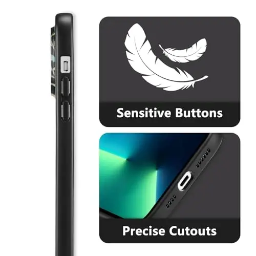 RALEAVO Floral Case for iPhone 13 Pro,Liquid Silicone Cover with Cute Flower Branch Pattern for Girls Women Slim Soft Rubber Protective Phone Case for iPhone 13 Pro (6.1