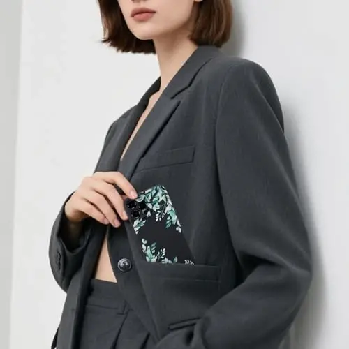 RALEAVO Case for iPhone 13 Pro Max,Liquid Silicone Cover with Cute Leaves Pattern Floral Phone Cover for Girls Women Slim Soft Rubber Protective Phone Case for iPhone 13 Pro Max (6.7