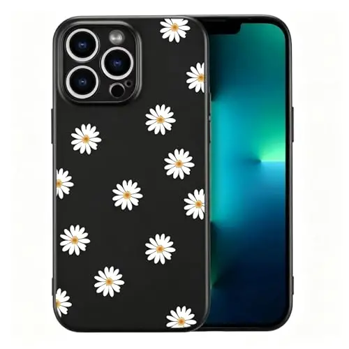 RALEAVO iPhone 13 Pro Max uchun Floral g'ilof, Qizlar va ayollar uchun yoqimli romashka gullari naqshli suyuq silikon qopqoq, ingichka yumshoq kauchuk himoya telefon g'ilofi iPhone 13 Pro Max (6.7