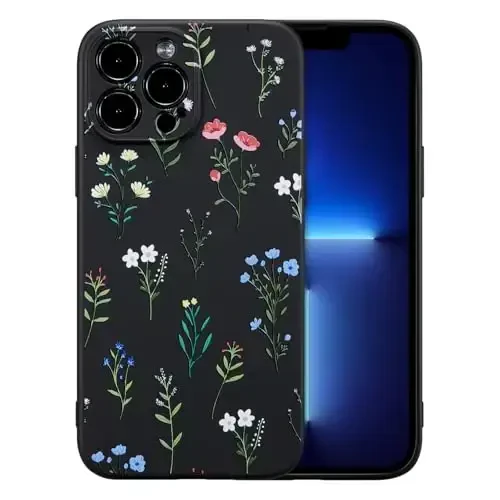 RALEAVO iPhone 13 Pro Max uchun gul naqshli suyuq silikonli chexol, qizlar va ayollar uchun gul ромашка naqshli yoqimli telefon chexoli, iPhone 13 Pro Max (6,7