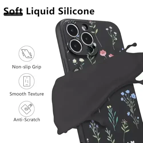 RALEAVO iPhone 13 Pro Max uchun gul naqshli suyuq silikonli chexol, qizlar va ayollar uchun gul ромашка naqshli yoqimli telefon chexoli, iPhone 13 Pro Max (6,7