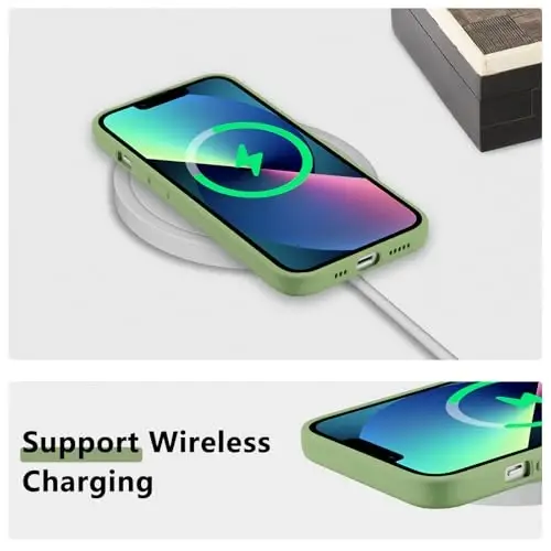 RALEAVO iPhone 13 uchun g‘ilof, suyuq silikon qopqoq, chiroyli barg naqshli gul telefon qopqog‘i, qizlar uchun nozik yumshoq rezina himoya telefon qutisi iPhone 13 (6.1