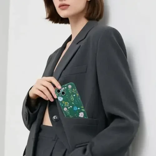 RALEAVO iPhone 13 uchun gul naqshli g'ilofi, qizlar va ayollar uchun gulli kosmos naqshli suyuq silikon qopqoq, iPhone 13 (6.1