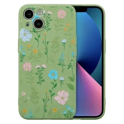 RALEAVO iPhone 13 uchun gulli g‘ilof, gulli kosmos naqshli suyuq silikon qopqoq, qizlar uchun yoqimli telefon qopqog‘i, ayollar uchun ingichka yumshoq rezina himoya telefon qopqog‘i iPhone 13 (6,1