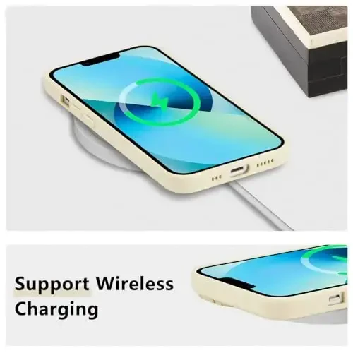 RALEAVO iPhone 13 uchun gulli g'ilof, qizlar uchun yoqimli gul shoxchasi naqshli suyuq silikon qopqoq, iPhone 13 6.1