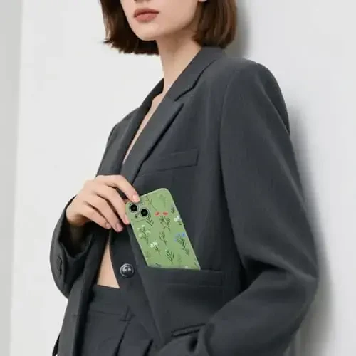 RALEAVO iPhone 13 uchun gulli gʻilof, suyuq silikon qopqoq, qizlar va ayollar uchun gulli ромашки naqshli yoqimli telefon gʻilofi, iPhone 13 uchun ingichka yumshoq rezina himoya telefon gʻilofi (6.1