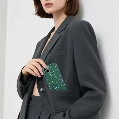 RALEAVO Floral Case for iPhone 14,Liquid Silicone Cover with Cute Flower Branch Pattern for Girls Women Slim Soft Rubber Protective Phone Case for iPhone 14 (6.1