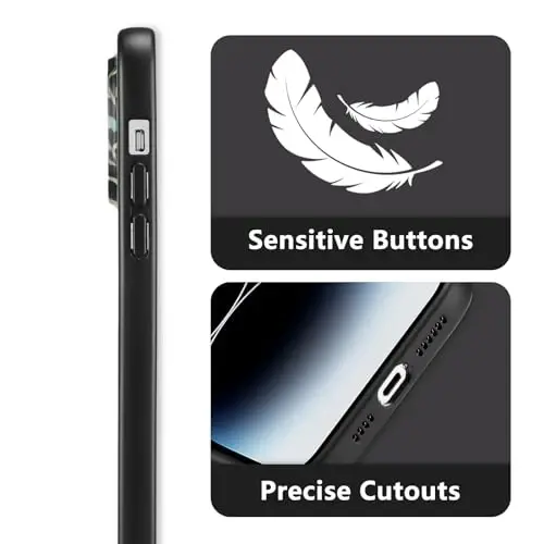 RALEAVO Floral Case for iPhone 14 Pro,Liquid Silicone Cover with Cute Flower Branch Pattern for Girls Women Slim Soft Rubber Protective Phone Case for iPhone 14 Pro (6.1