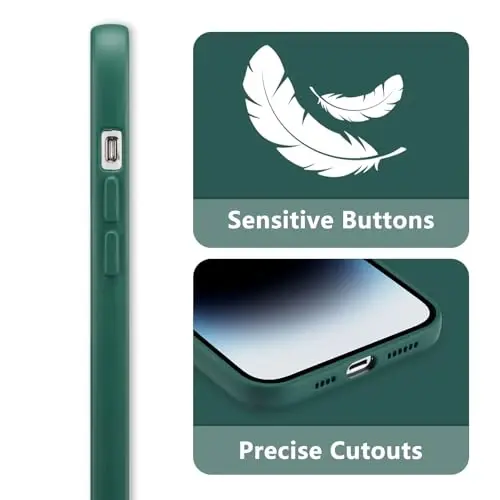 RALEAVO Floral Case for iPhone 14 Pro Max,Liquid Silicone Cover with Flower Daisies Pattern Cute Phone Cover for Girls Women Slim Soft Rubber Protective Phone Case for iPhone 14 Pro Max,Dark Green - 4