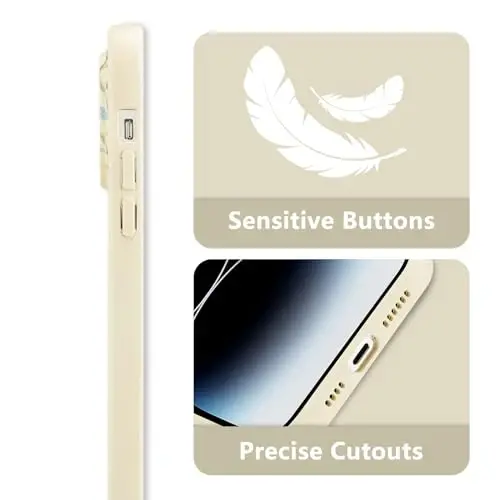 RALEAVO iPhone 14 Pro Max uchun gul naqshli suyuq silikon g'ilof, qizlar va ayollar uchun yoqimli gul shoxchasi naqshli ingichka yumshoq rezina himoya g'ilofi iPhone 14 Pro Max (6.7