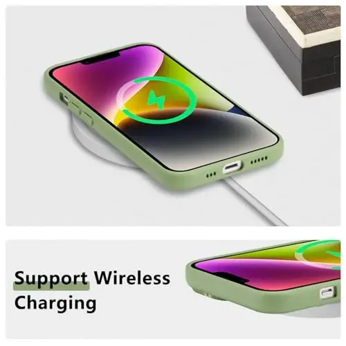 RALEAVO iPhone 14 uchun gulli gʻilof, qizlar uchun chiroyli gul shoxli naqshli suyuq silikon qopqoq, iPhone 14 uchun nozik yumshoq rezina himoya telefon qutisi (6,1